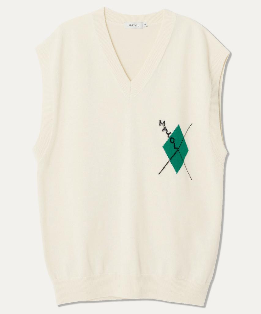 Mayol Argyle Intarsia Knit Vest_Ivory