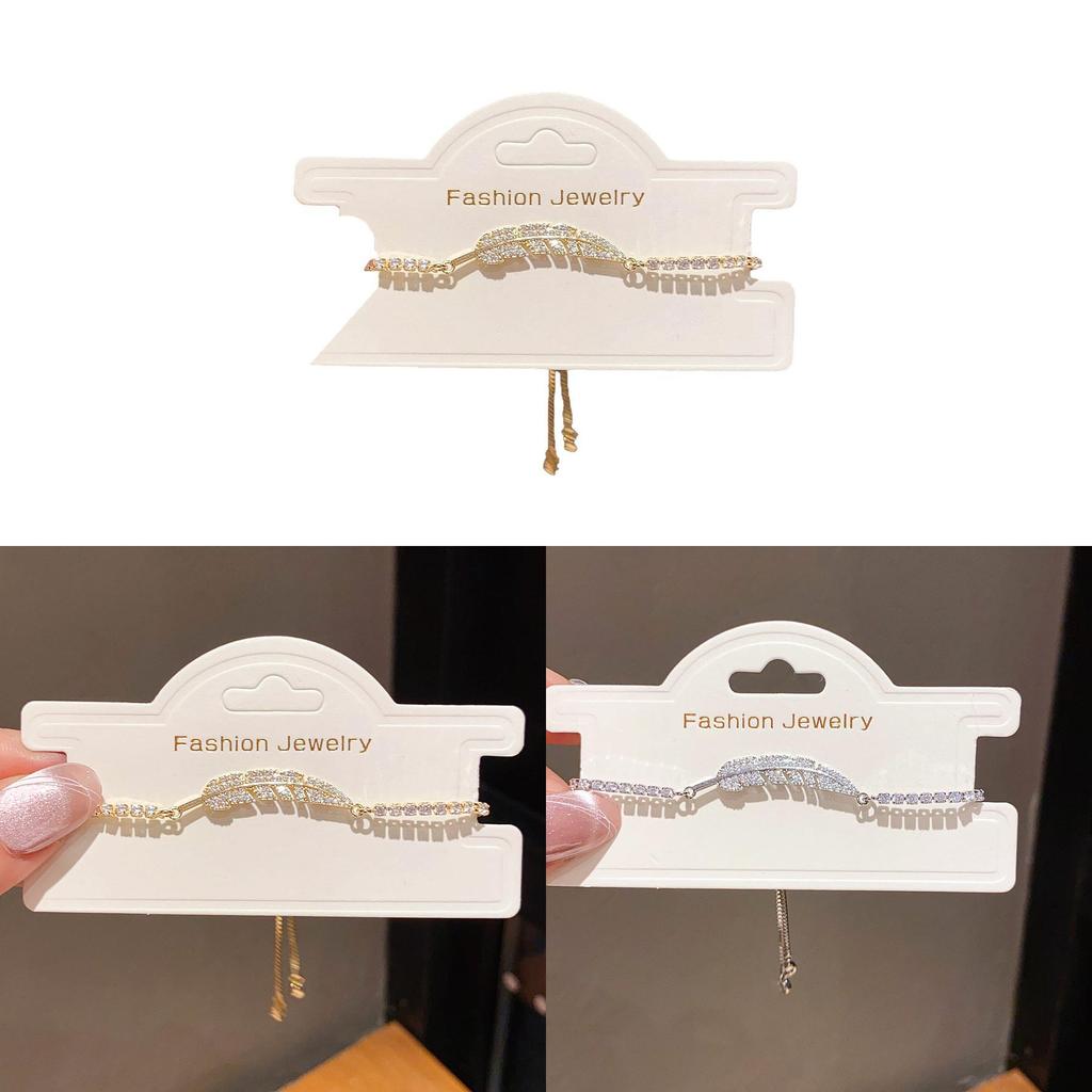 Zircon Feather Charm Hand Chain With Adjustable Fit For Casual Office Wear