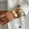 Exaggerated Large Pearl Open Bracelet Bracelet Metal Water Drop Wide-Sided Striped Spring Buckle Bracelet