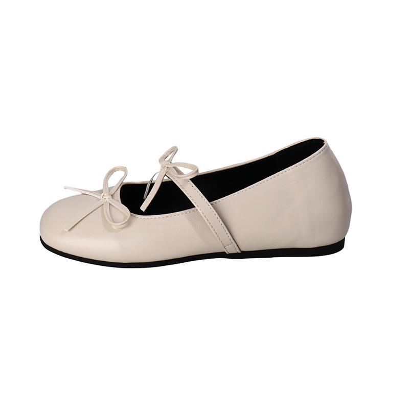 

Туфли Мэри Джейн на низком каблуке с бантом, увеличивающие внутреннюю высоту, женские, новая мода 2025, универсальные, для юбки, вечерние туфли 40 бежевый