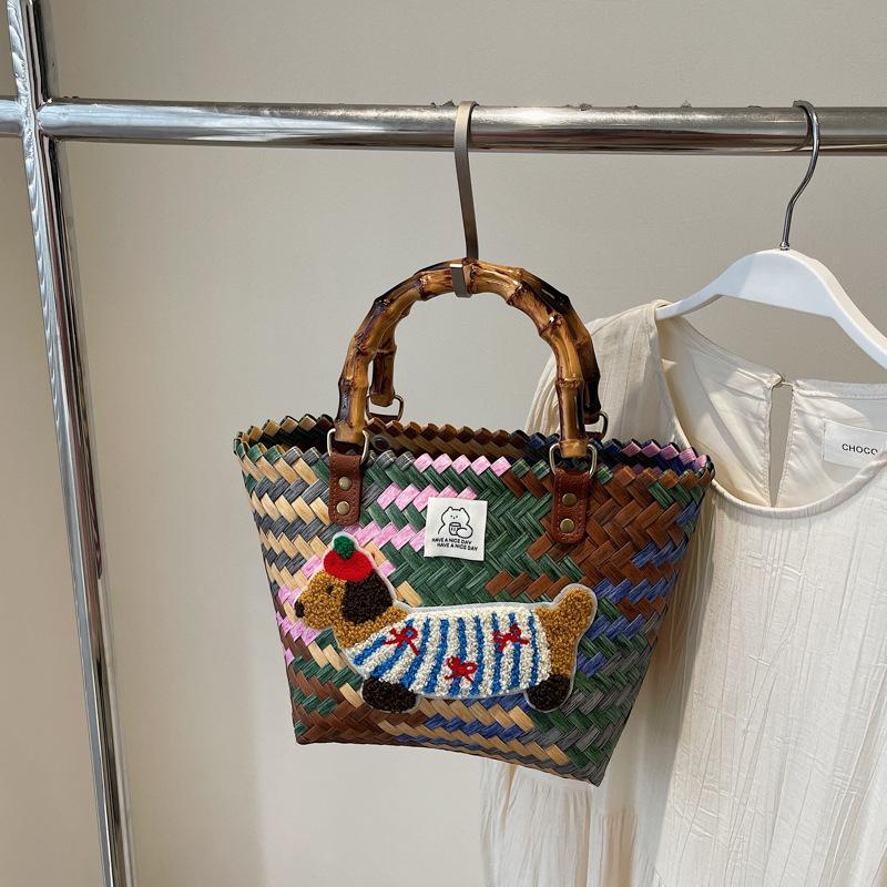 

Summer woven vegetable basket bag women s 2025 new portable bucket bag vacation beach straw bag