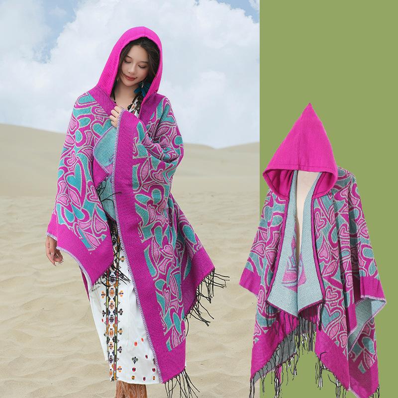 

Капюшон с кисточками и большой шалью, женский зимний теплый шарф, весна и осень, накидка на все времена года с кондиционером для комнаты 130*150CM