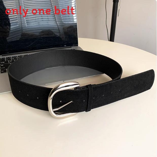 Vintage Y2k Wide Leather Belt With Silver Buckle For Retro Fashion Women