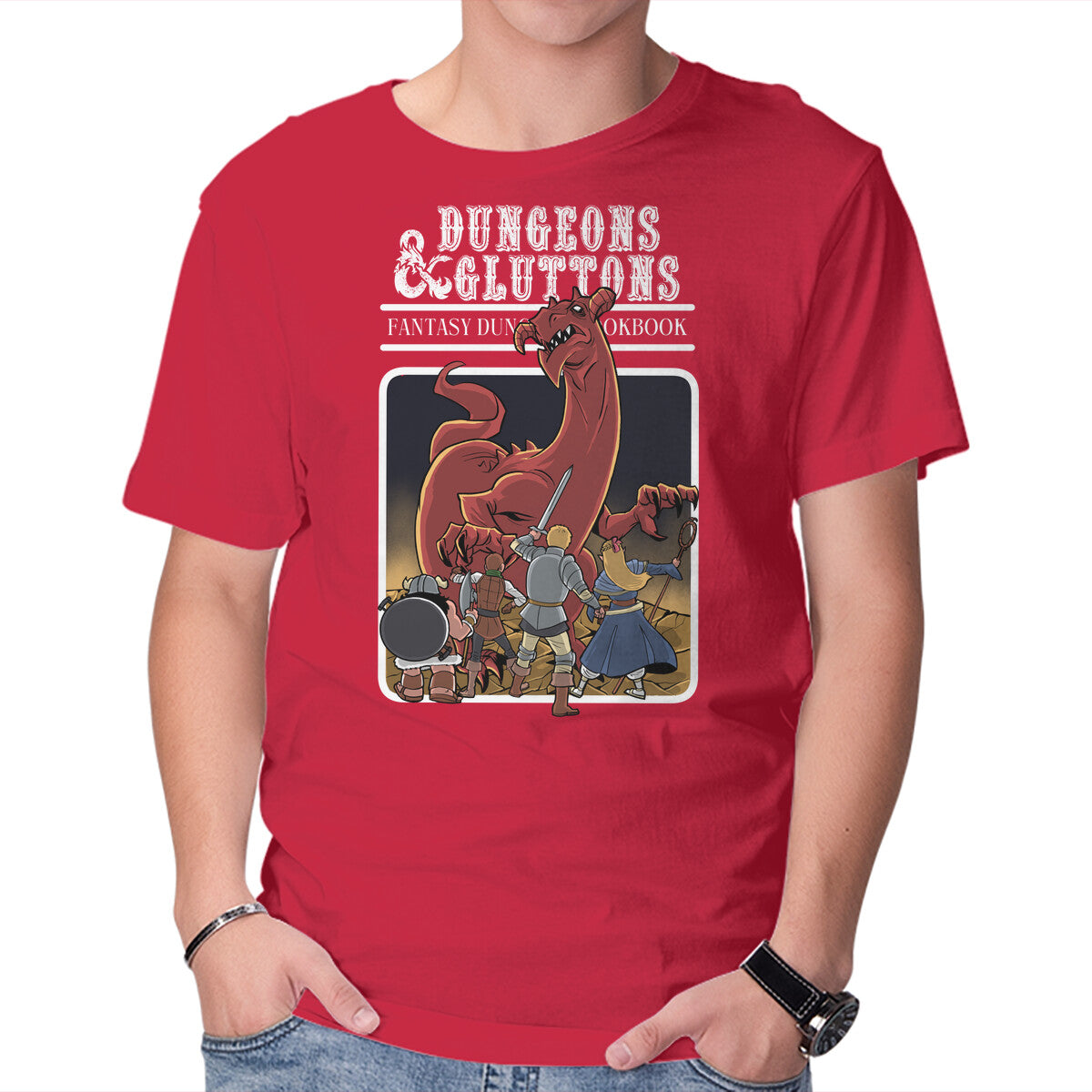 Unisex Crew Neck T-Shirt Dungeon Cookbook Graphic Short Sleeve Casual Tee S