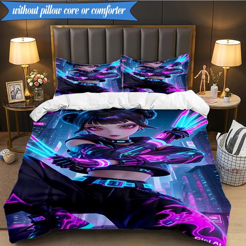 Kpop cartoon 3pcs K-pop music group Bedding set,Ideal for Bedroom, Dormitory,Including Duvet Cover And 2pcs Pillowcases,Fan gifts