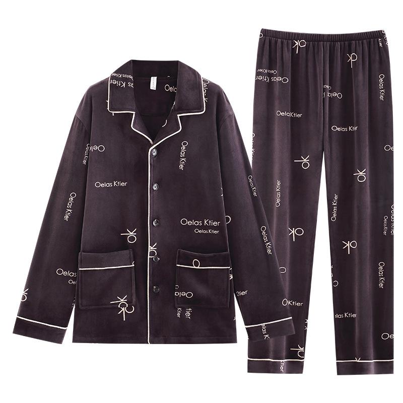 Pajamas Men'S Winter Coral Fleece Thickened Fleece Men'S Autumn And Winter Island Fleece Large Size Winter Flannel Loungewear