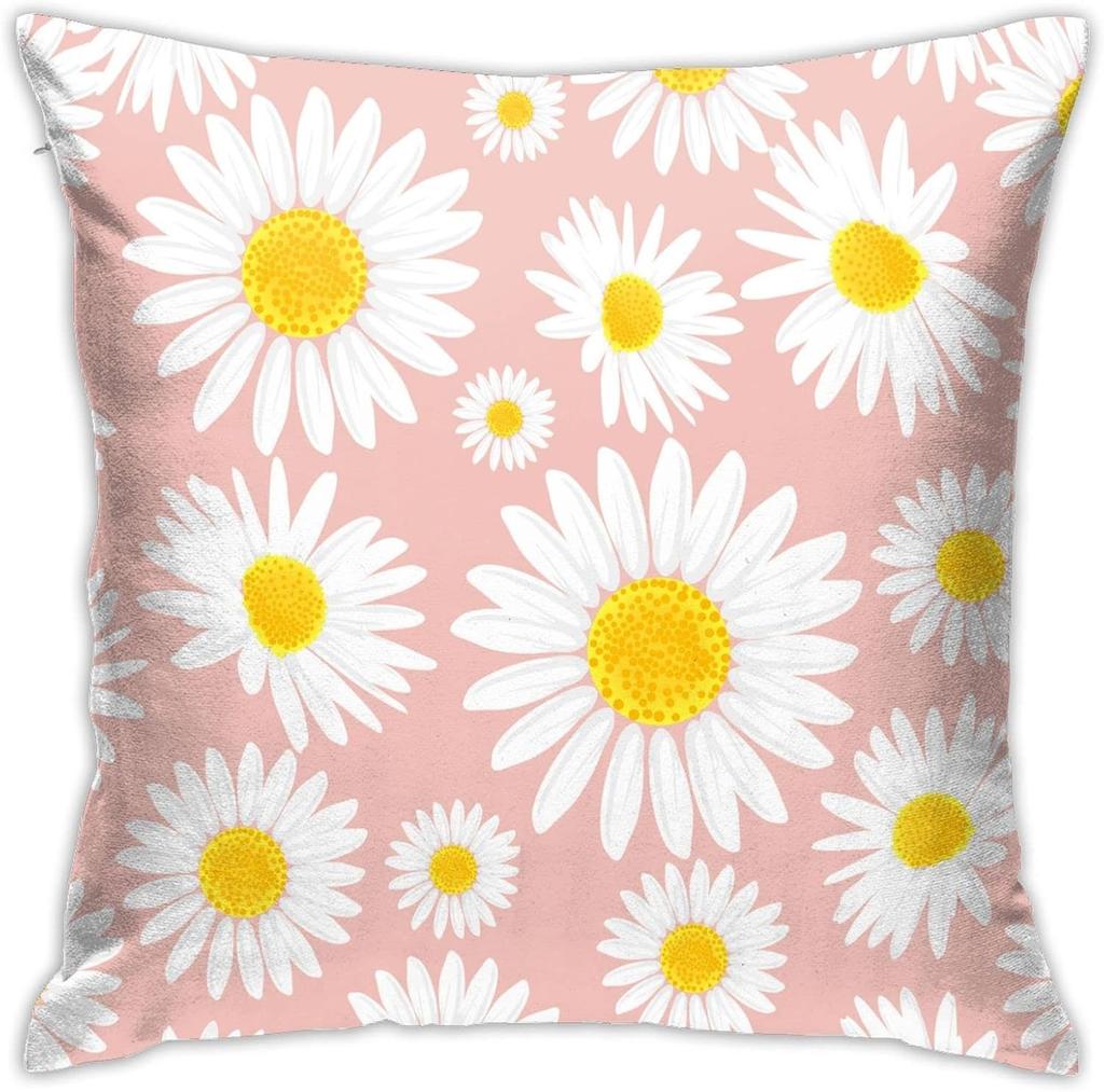 Kussensloop Roze Margriet Bloemenpatroon Vierkante Kussensloop voor Huisdecoratie Bank Auto Slaapkamer Kussensloop 18x18 Inch