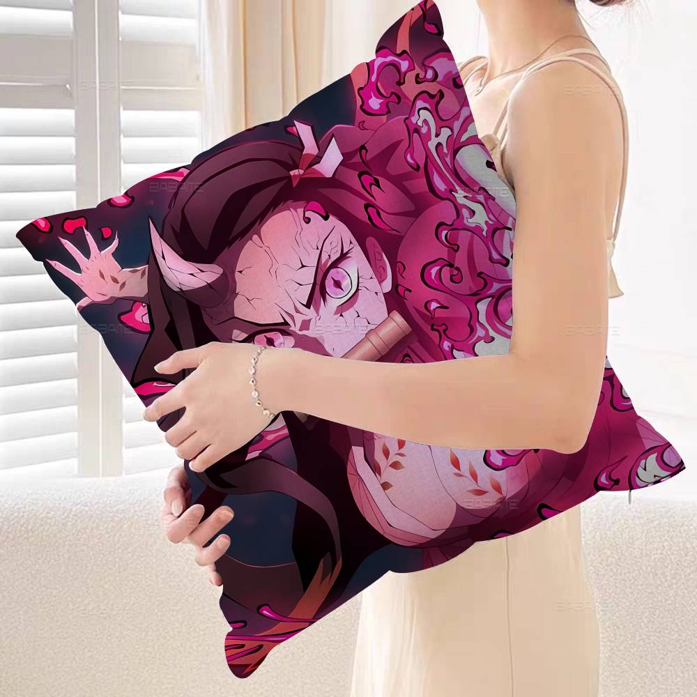 Cartoon Character Kamado Nezuko Cushion Cover Polyester Sofa Cushions Decorative Throw Pillows Home Decoration Pillowcover