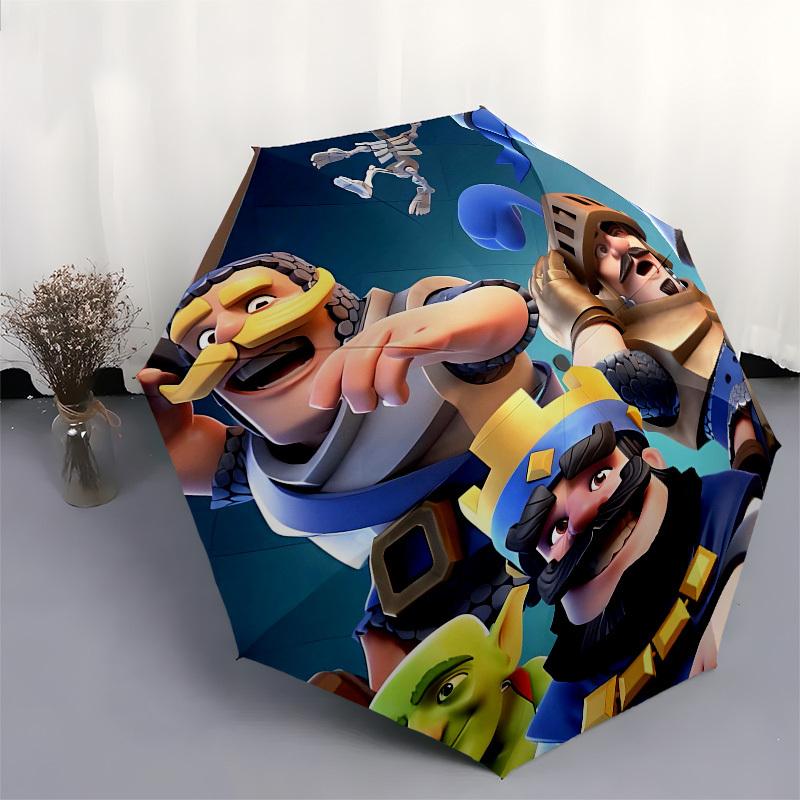 Clash Royale, Heroes- Automatic Opening and Closing, 8-rib Structure Portable Umbrella, Suitable for Men and Women In All Seasons - Perfect