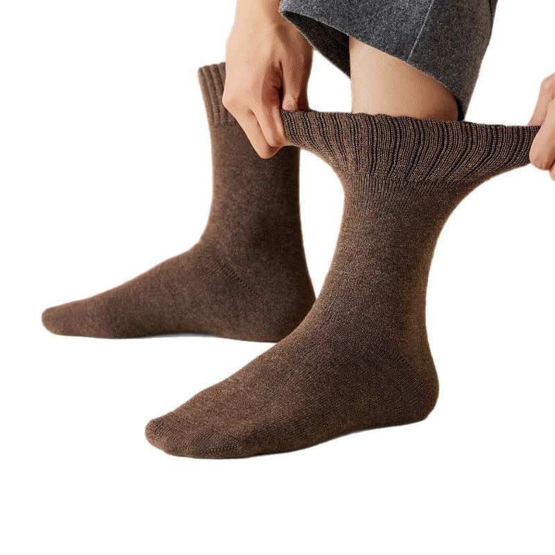 Thick Cashmere Socks, Men's Autumn and Winter Mid-calf Socks, Fleece Cold-proof and Warm Wool Socks, Super Thick Long Socks