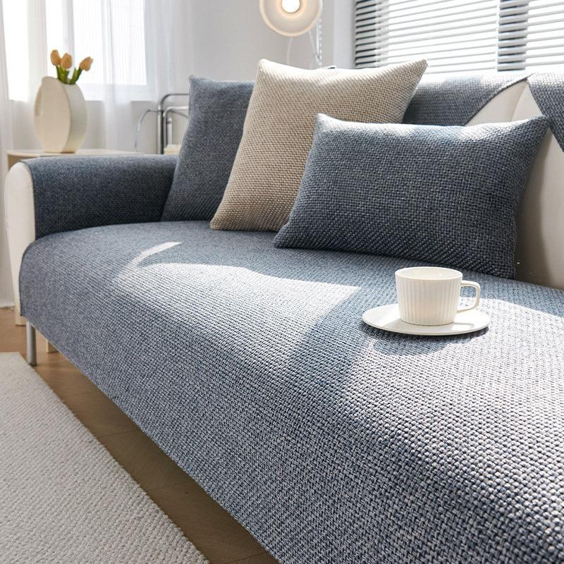 Soft Thick Chenier Sofa Cushion Living Room 1/2/3/4 Seat Mat Non-slip Corner Couch Cover Protective Embroidery Sofa Towel Home