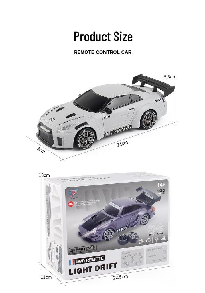 Half-Scale High-Speed Rechargeable RC Drift Car: 4WD, Electric Lights, Realistic Model Toy for Kids