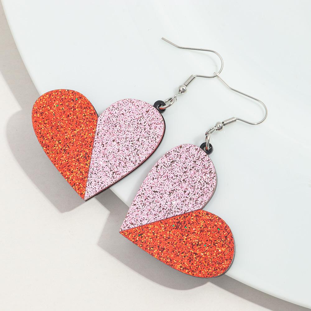 New Valentine's Day Heart Acrylic Earring for Women Creative Gold Powder Dual Color Love-Shape Drop Earrings Trendy Jewelry Gift