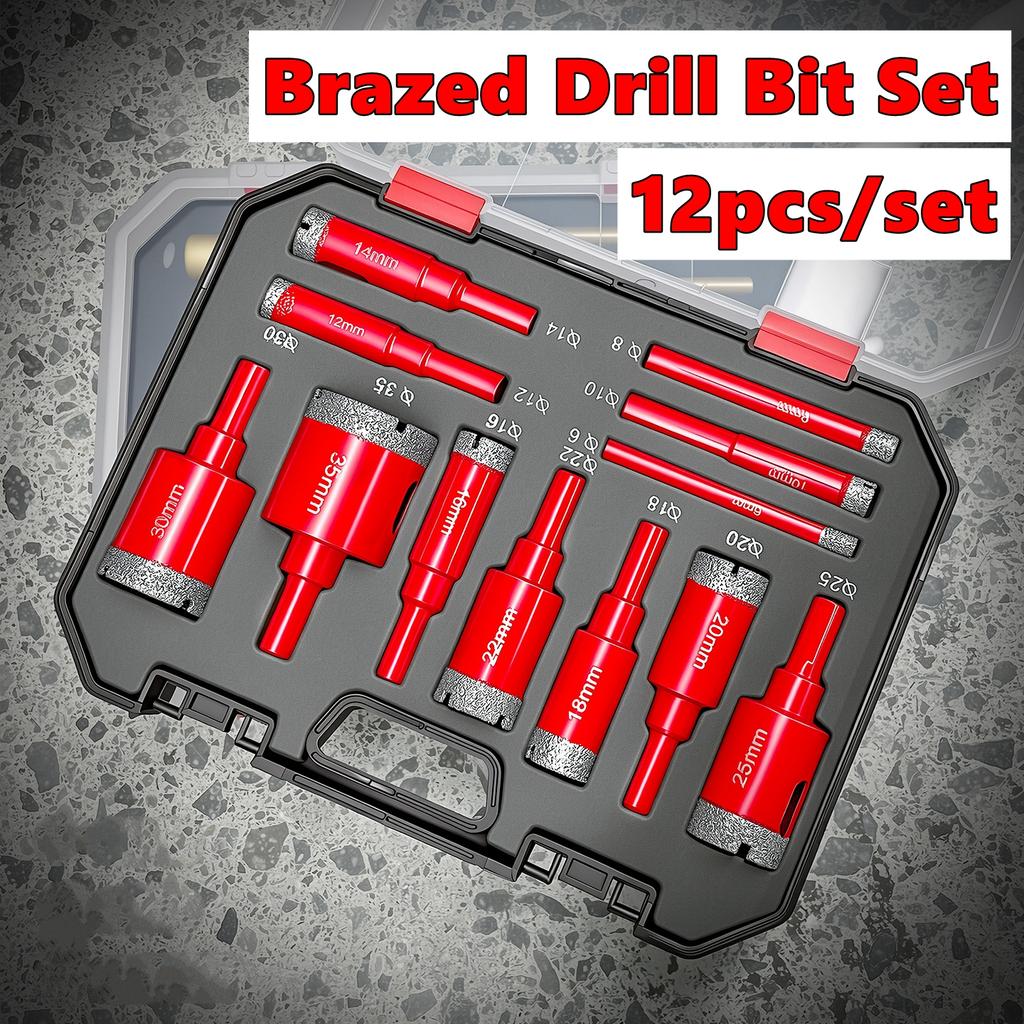 6-35mm Hole Saw Kit with Hand Tools, Granite, Tile, Ceramic12pcs Diamond Drill Bit Set for Glass, Marble & Stone