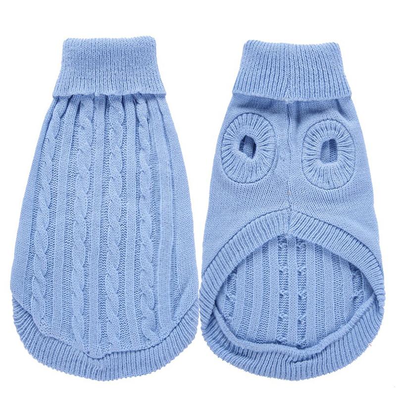 Solid Color High-Neck Cable Knit Eco-Friendly Pet Sweater Warm Autumn/Winter Pullover Dogs Cats 12 Vibrant Hues Simple Soft