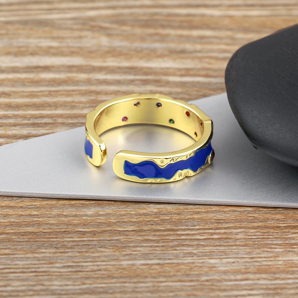 Nidin Heißer Verkauf 6 Farben Kupfer Inlay Zirkon Charme Offene Ringe Verstellbar Für Frauen Männer Verlobung Hochzeitsfeier Finger Schmuck