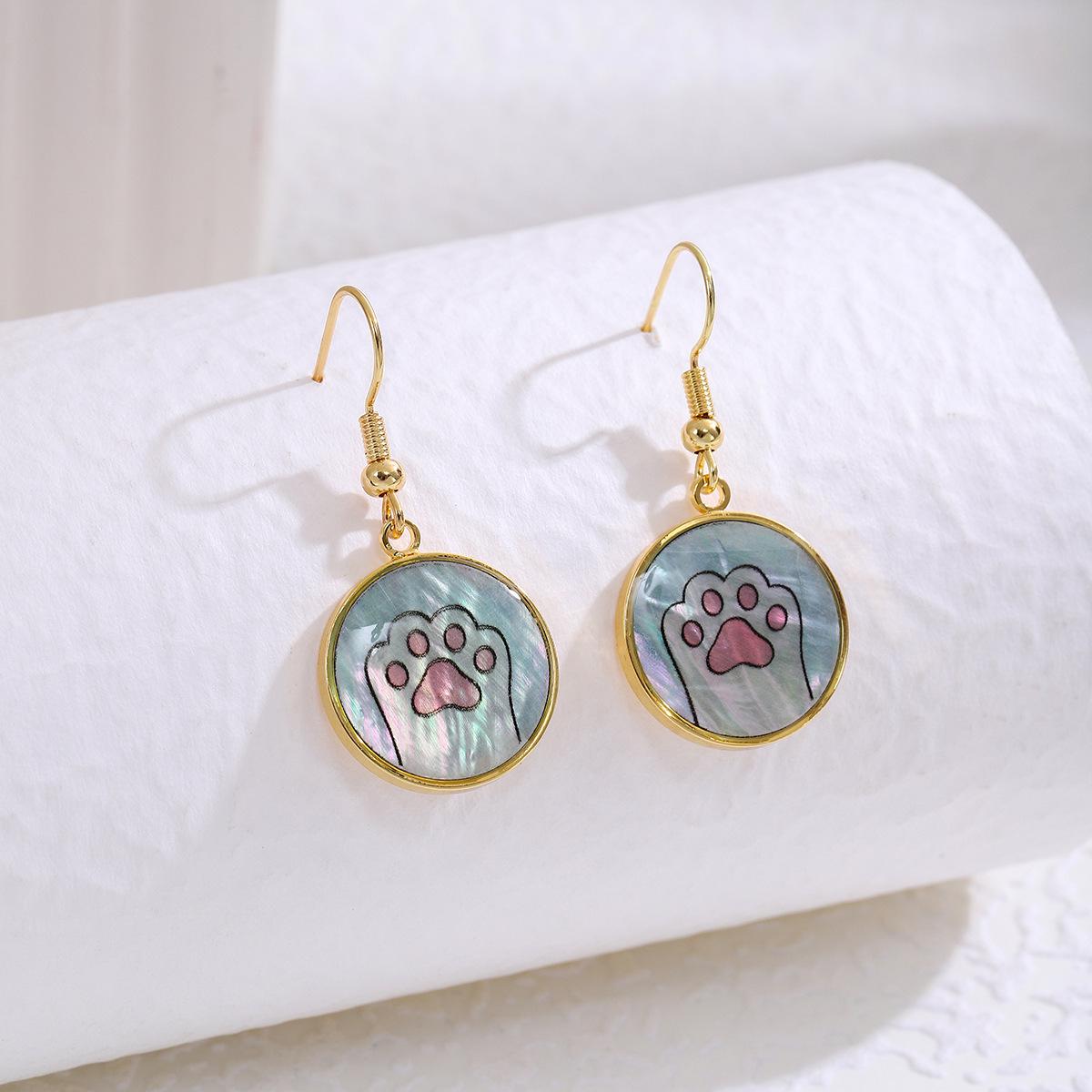 European & American Geometric Round Earrings: Tulip, Sunflower, Cat Paw & Dove Designs