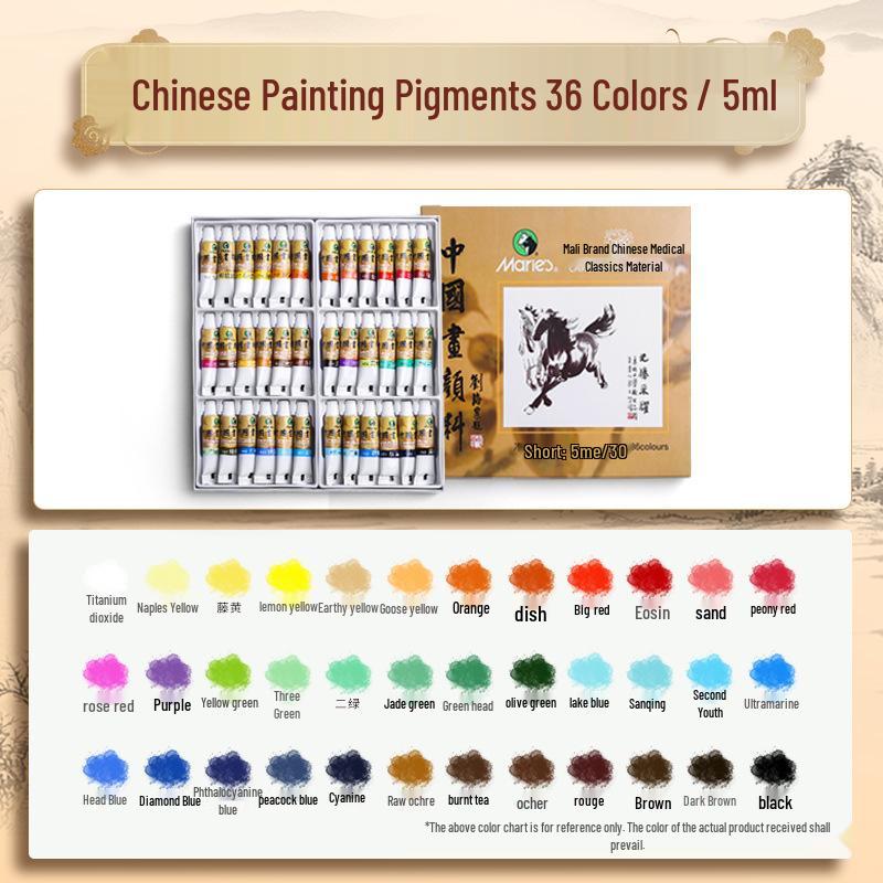 Mali Guohua Pigments: 12ml Boxed, 32ml Large, Chinese Painting Ink Stick In Spring Festival Gongbi Wisteria Yellow.