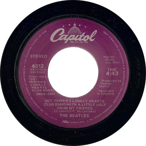 

7inch Record BEATLES Sgt. Peppers Lonely Hearts Club Ba 4612 Capitol Records 1978 US Rock Used