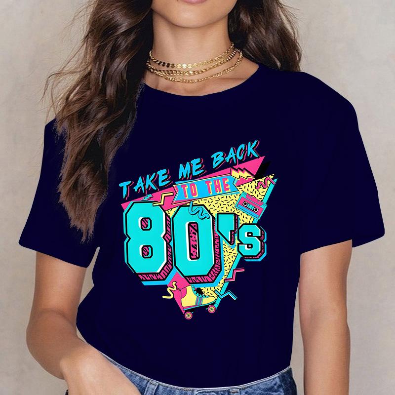 Take ME BACK TO THE 90'S Fun Letter Printed Casual Loose Round Neck Cotton Short Sleeved Top T-Shirts Women’s