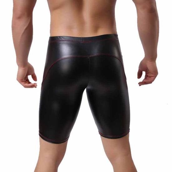 Středně vyvýšené U konvexní pánské kalhotky jemné šití šití zvedání boků skinny sexy jednobarevné šortky z umělé kůže spodky