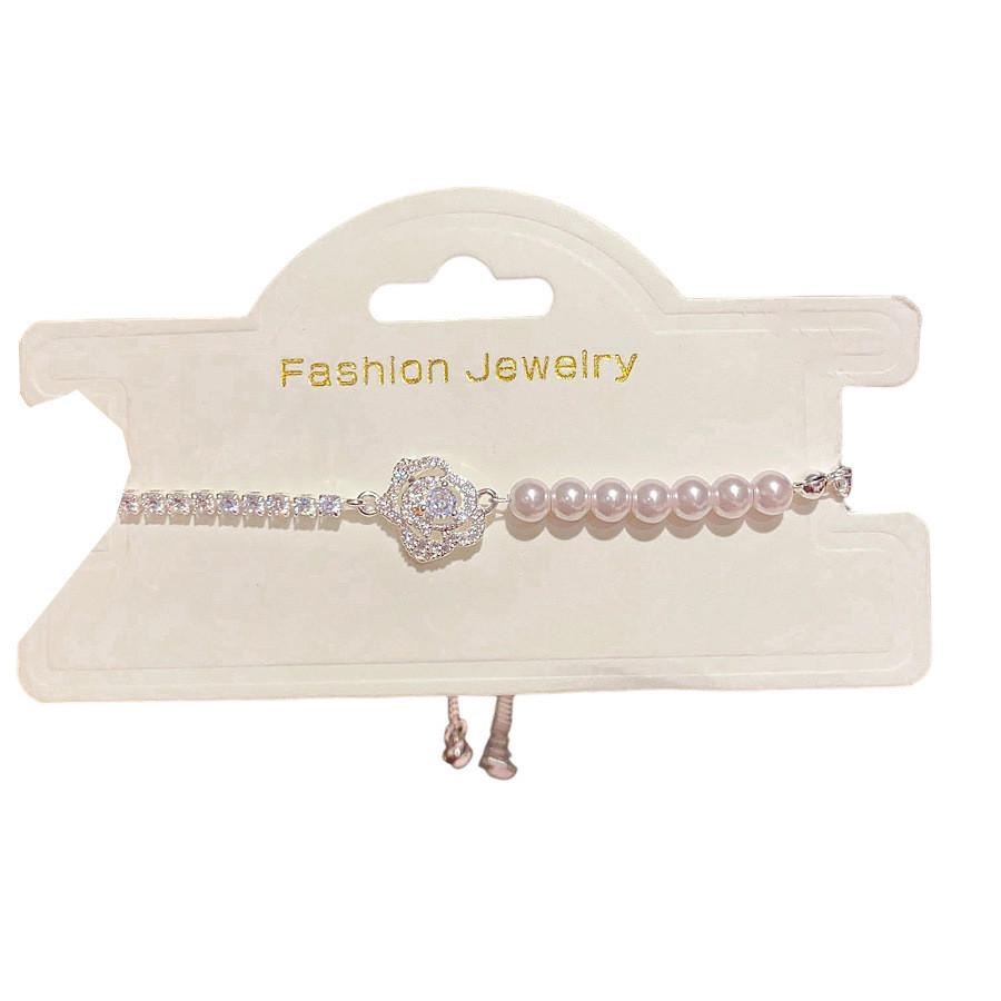 Schmuckkettenarmband mit Zirkonia und Kunstperle für Damen Modisches Accessoire Geschenk