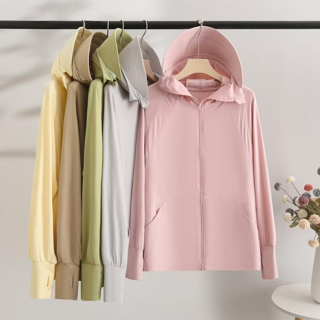 Damen Kapuzen-Langarm-Sonnenschutzkleidung Lockere Passform Lässiger Sommer-Mantel