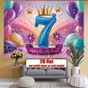 2D Happy 7th Birthday Backdrop Purple Teal Balloon Party Photo Banner