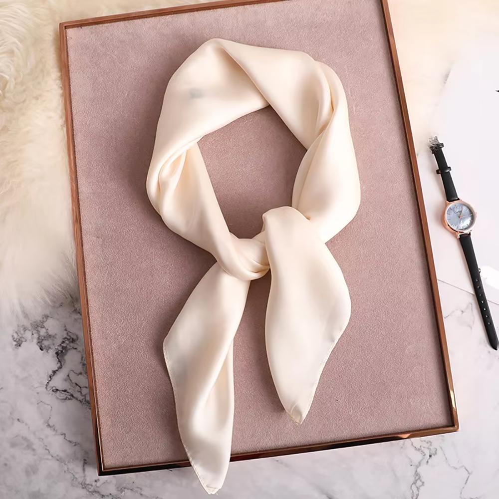 60cm Einfarbiger Halstuch Hijab Schal für Frauen Weiches Satin Stirnband Haarschals Damen Quadratische Schals Kopftücher für Damen