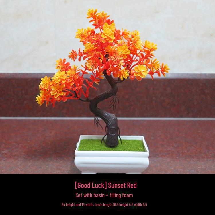 "Small Artificial Flower Bonsai Office & Home Decor Set"