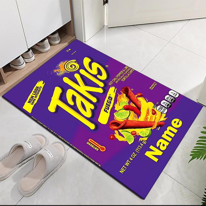 Tappeto Stampato Takis Fuego con Nome Personalizzato, per Sedia da Ufficio Soggiorno Camera da Letto Cucina Decorazioni Regali.