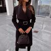 French-Inspired Wool Wrap Coat 2025 - V-Neck Single Breasted Coatigan W/ Cinched Belt, Tailored Fully Lined Outerwear for Office To Gala