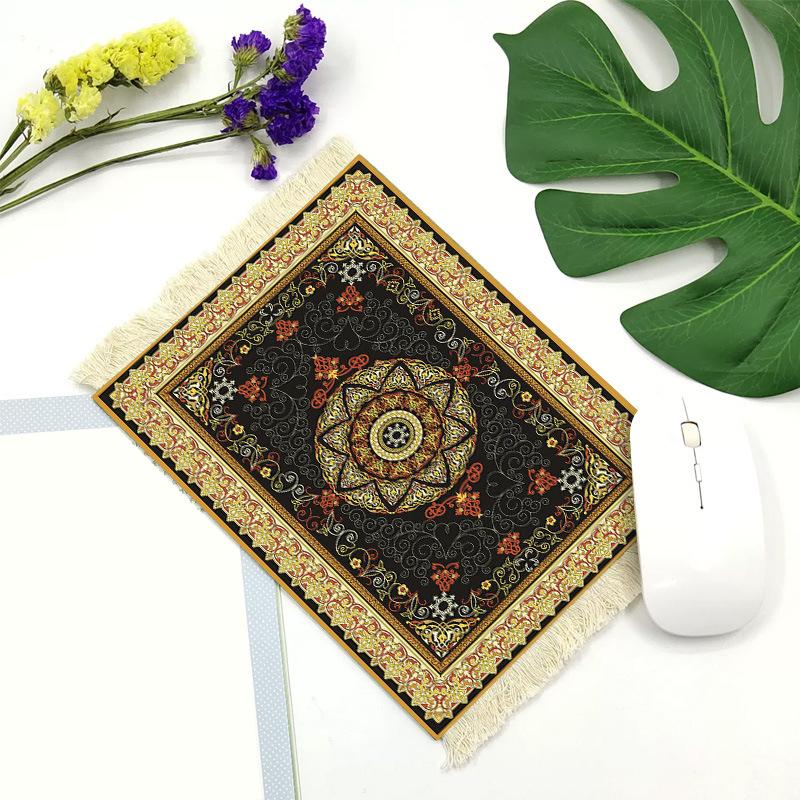 1PC Teppich Muster Tisch Decor Handwerk Fringe Pad Retro Mini Persische Gewebt Teppich Matte Mousepad Büro Arabisch
