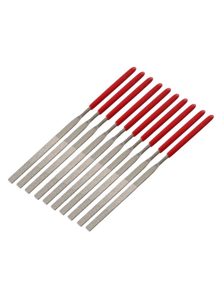 Needle Files Set Mini Needle Files Room Home Indoor Grinding Red+Silver Electroplated Emery Long Service Life
