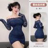 Domila's New Erotic Pure Lust Style Lace Temperament One-word Shoulder Dress Women's Sexy Tight Hip Skirt