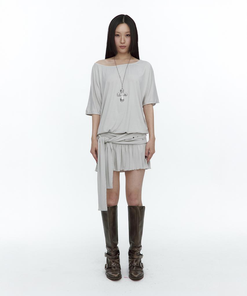 Rough Neck Waist Tie Dress