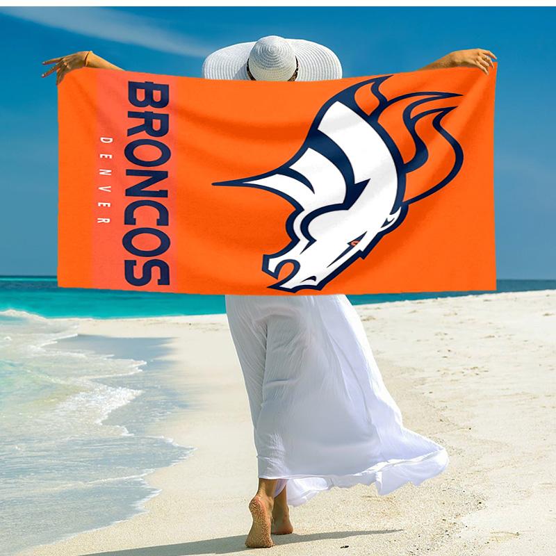 proof beach towel with Denver Broncos LOGO pattern - soft,absorbent,quick-drying,machine washable - perfect for swimming,camping,bathing