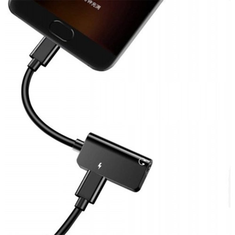 Cables & Adapters 2 In 1 Usb Type C To 3.5 Mm And Charger Headphone Audio Jackadapter Cable Black