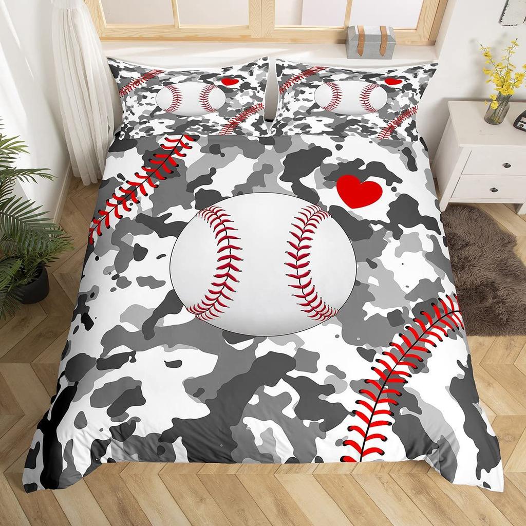 Baseball Bedding Kit Three-Piece Quilt Cover Geometric Honeycomb Digital Printing Home Textiles