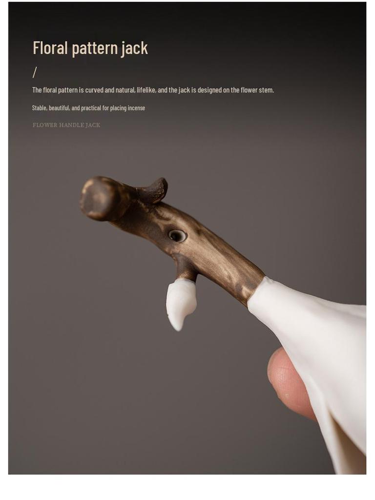 Handmade Ceramic Flower-Shaped Incense Holder for Magnolia Scented Sticks - Zen Home Decor Sandalwood & Agarwood Burner