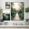 Jungle Landscape Canvas Poster Animal Leopard Elephant Print Painting Palm Leaves Forest River Bridge Nordic Picture Decoration
