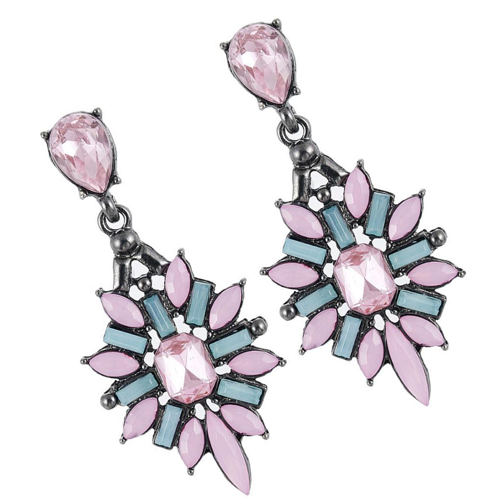 Bohemian Ethnic Style Geometric Women Earrings Acrylic Eardrops Rhombus Ear Stud Jewelry Gift