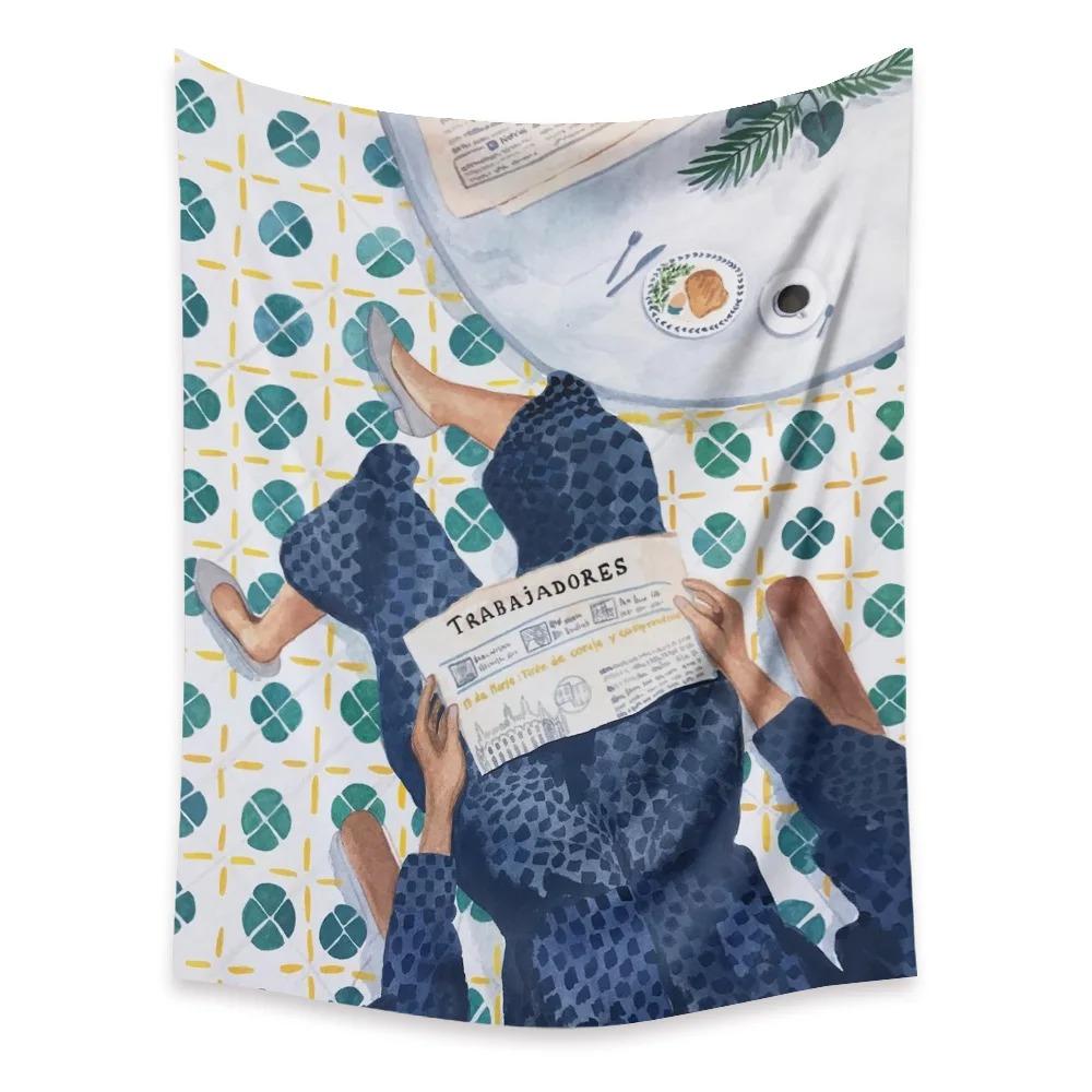 Green Plant Oil Painting Style Tapestry Bedroom Living Room Tapestry Home Wall Decoration Tapestry