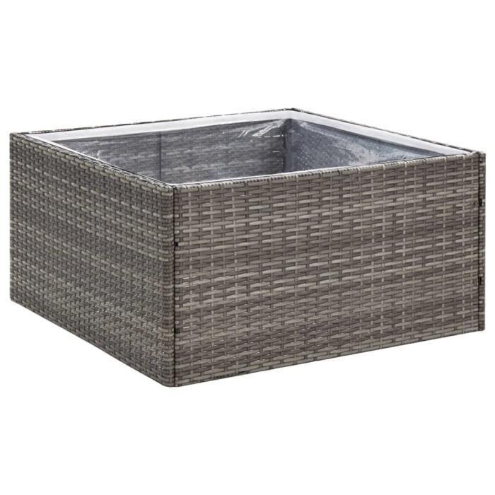 VidaXL Jardinière Gris 80x80x40 cm Résine tressée