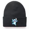 Unisex Student Cartoon Stitch Embroidered Knit Hat Outdoor Pullover Warm Hat Hip-Hop Beanie