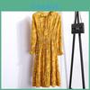 Elegant Floral Chiffon Long Sleeve Casual Vintage Boho Maxi Dress For Women
