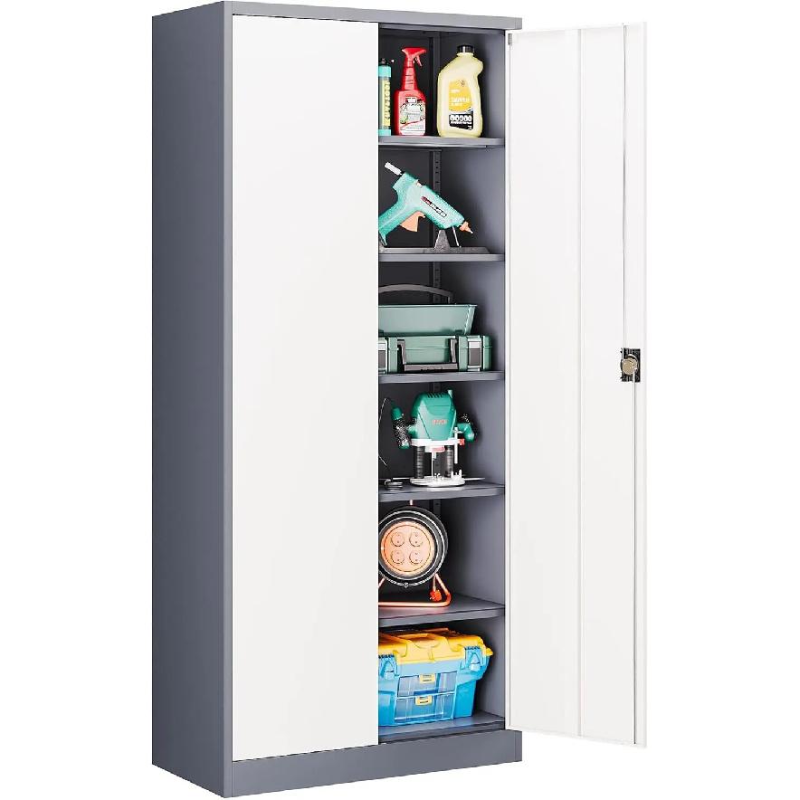 Metal Garage Storage Cabinet,Tall Tool Cabinet with Doors and Adjustbale Shelves,Lockable Tool Cabinet for Garage