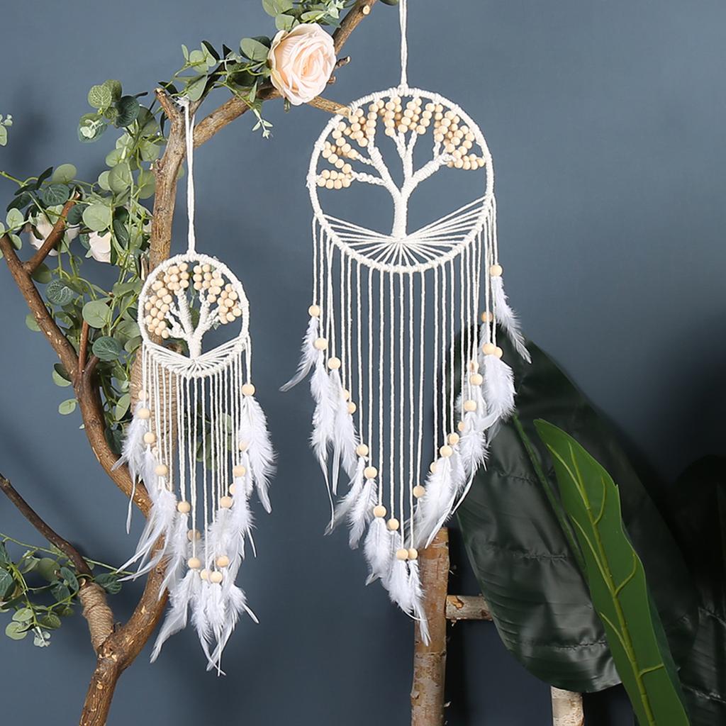 Tree of Life Dream Catcher with Beads Macrame Wall Hanging Large Dreamcatcher Woven Boho Home Decor Bedroom Decoration Gift