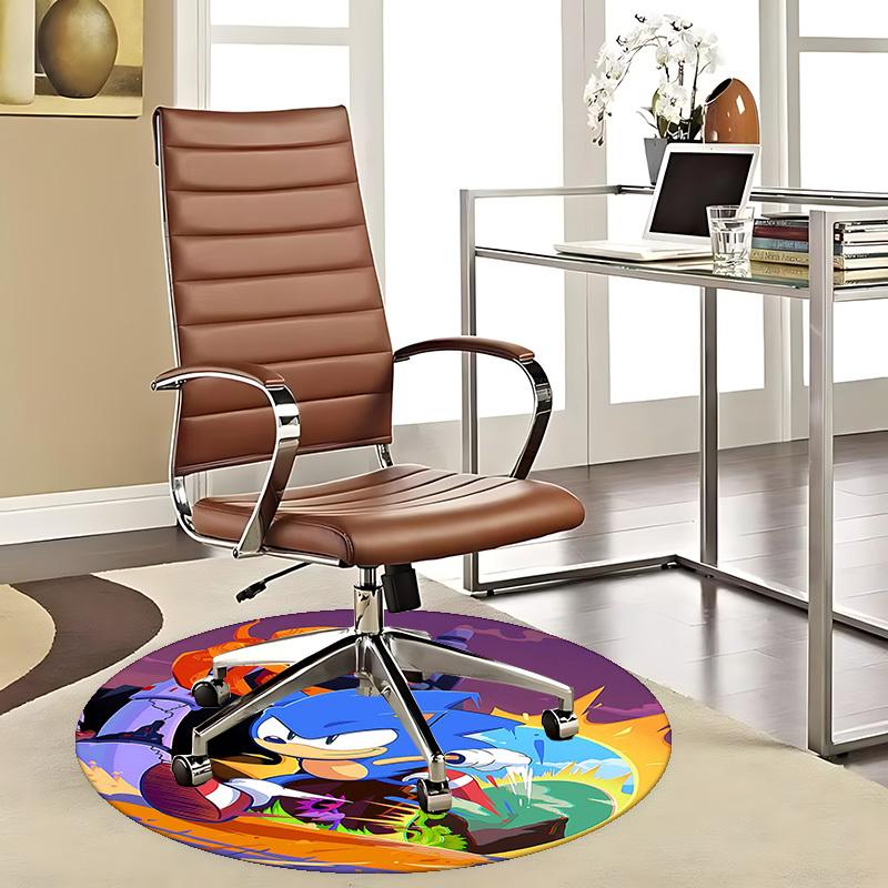 1pc Sonic the Hedgehog Round Carpet - Anime Design Chair Mat for Office, Home Decor, Living Room