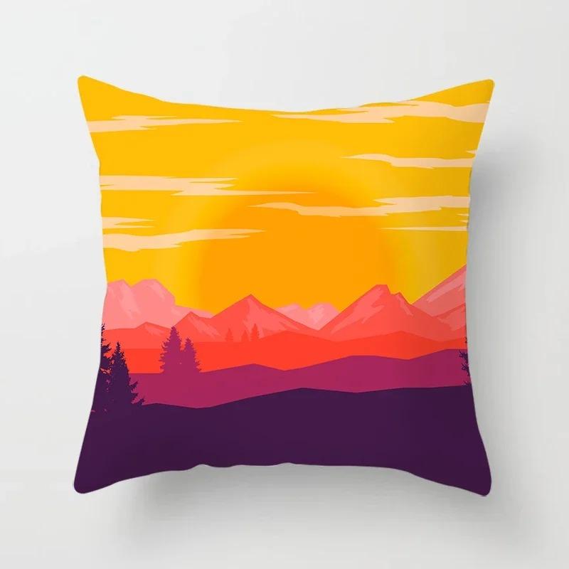 Anime Room Home Illustration Sunset Scenery Pillowcase Sofa Decoration Car Office Seat Cushion